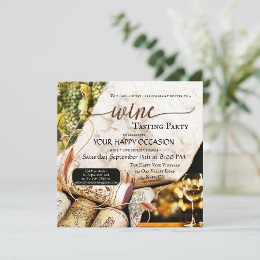 芸術的なワイナリーまたはブドウ園でのワイン試飲 招待状 (スタンド正面)