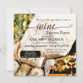 芸術的なワイナリーまたはブドウ園でのワイン試飲 招待状 (正面)