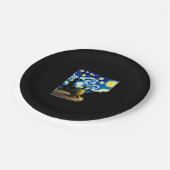 芸術的な亀のシャツ  星の夜の亀 (4) ペーパープレート (アングル)