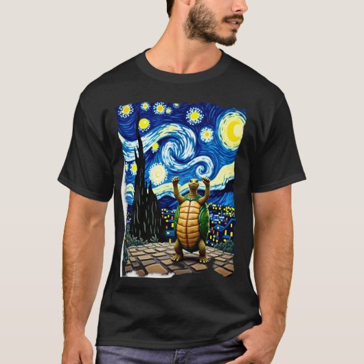 芸術的な亀のTシャツ 星空の亀 (1) Tシャツ (正面)