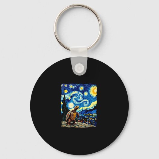 芸術的な亀のTシャツ 星空の亀 (2) キーホルダー (正面)