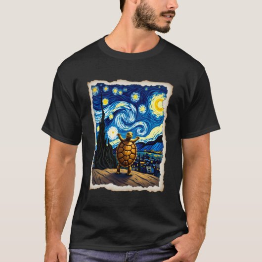 芸術的な亀のTシャツ 星空の亀 (3) Tシャツ (正面)