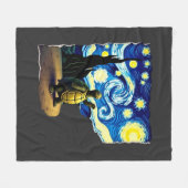 芸術的な亀のTシャツ 星空の亀 (4) フリースブランケット (正面(横))