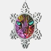 芸術的な子猫のデザイン スノーフレークピューターオーナメント (右)