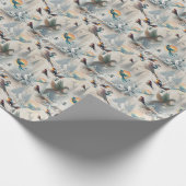 芸術的な幻想、色鮮やかな鳥のイラスト ラッピングペーパー (角)