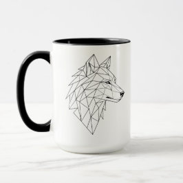 芸術的な幾何学模様のオオカミの頭の陶器のコーヒーマグ マグカップ