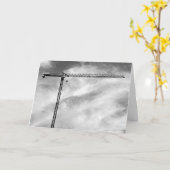 芸術的な建設用クレーンの白黒写真 カード (黄色い花)