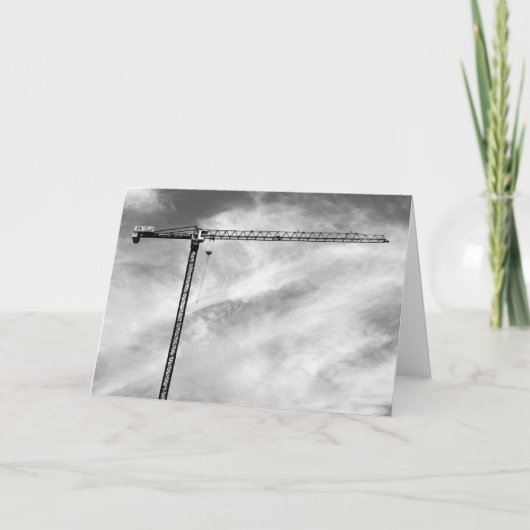 芸術的な建設用クレーンの白黒写真 カード (正面)