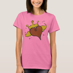 芸術的な戴冠させ、飛んだハートIllsutration Tシャツ