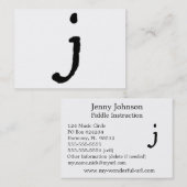 芸術的な手紙"J"の手によって文字を入れられるスタイルのイニシャル 名刺 (正面/裏面)