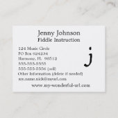 芸術的な手紙"J"の手によって文字を入れられるスタイルのイニシャル 名刺 (裏面)