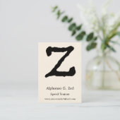 芸術的な手紙"Z"の手によって文字を入れられるスタイルのイニシャル 名刺 (スタンド正面)