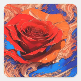 芸術的な抽象的な大理石のバラ スクエアシール