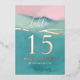 芸術的な抽象的な風景の結婚式テーブルナンバー 箔招待状