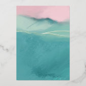 芸術的な抽象的な風景の結婚式テーブル番号 箔招待状 (裏面)