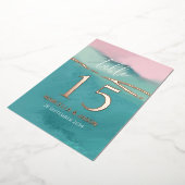 芸術的な抽象的な風景の結婚式テーブル番号 箔招待状 (回転した状態)