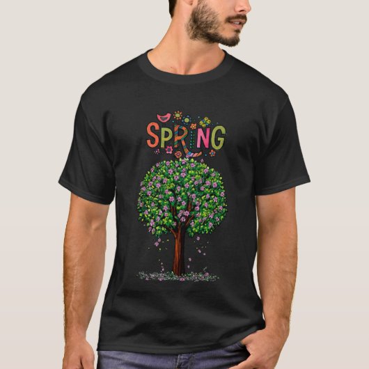 芸術的な春の花咲く木のグラフィック Tシャツ (正面)