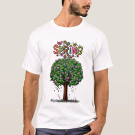 芸術的な春の花咲く木のグラフィック Tシャツ