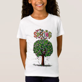 芸術的な春の花咲く木のグラフィック Tシャツ