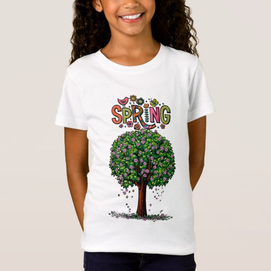 芸術的な春の花咲く木のグラフィック Tシャツ (正面)