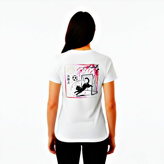 芸術的な桜と猫のサッカー 日本のアール Tシャツ