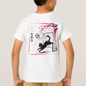芸術的な桜ねこサッカーデザインTシャツ 和風Ar Tシャツ (裏面)