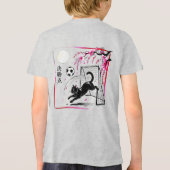 芸術的な桜の猫サッカー 日本のアール トライブレンドＴシャツ (裏面)