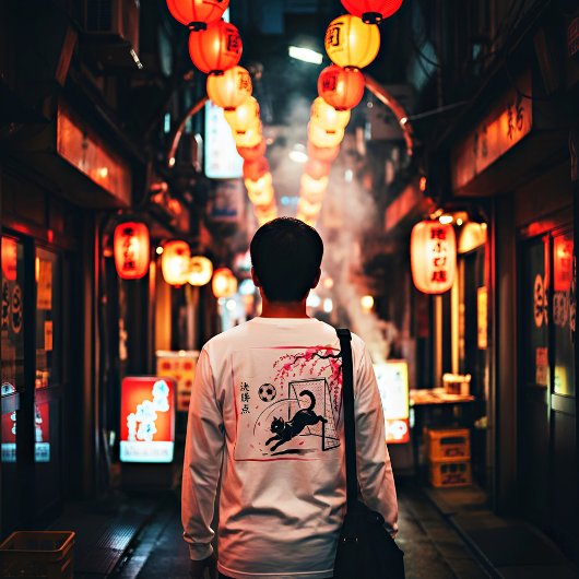芸術的な桜の猫サッカー 日本のアール Tシャツ