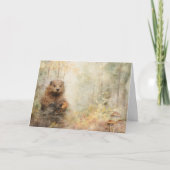 芸術的な森の動物たちの野生生物ビーバー挨拶カード カード (正面)