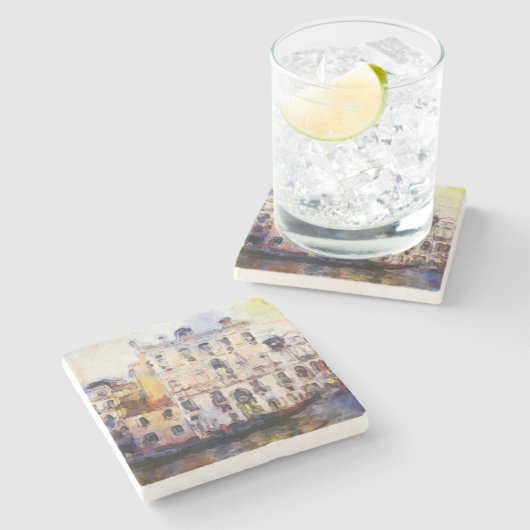 芸術的な水彩画でなされるodベニスを見ます ストーンコースター (横)