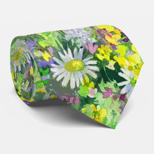 芸術的な水彩画の野生の花のタイ ネクタイ (ロール)
