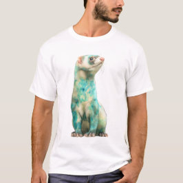 芸術的な水彩絵の具の青緑の大理石模様のフェレットの男性 Tシャツ
