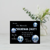 芸術的な水彩雪玉の冬のパーティー 箔招待状ポストカード (立ち正面)