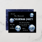 芸術的な水彩雪玉の冬のパーティー 箔招待状ポストカード (正面/裏面)