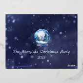 芸術的な水彩雪玉の冬のパーティー 箔招待状ポストカード (裏面)