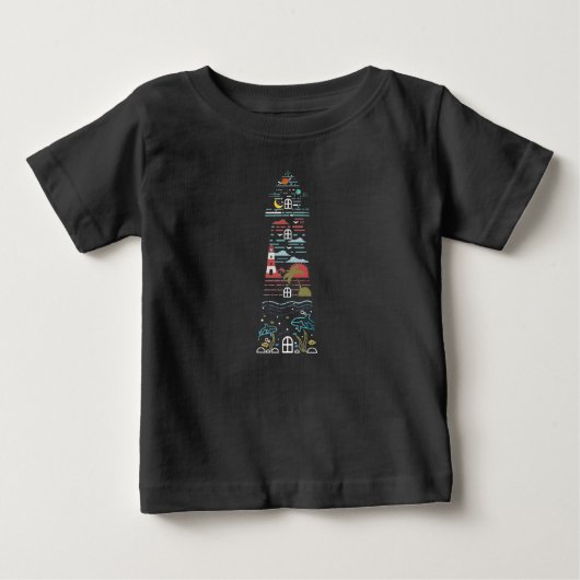 芸術的な海洋灯台海洋生物星惑星 ベビーTシャツ (正面)