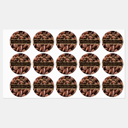 芸術的な焙煎珈琲豆の名刺 ラベル (シート)