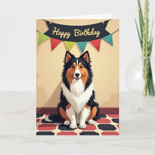 芸術的な犬の誕生日カード カード (正面)