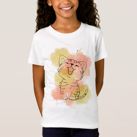 芸術的な猫のデザイン Tシャツ (正面)