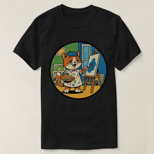 芸術的な猫の画家 - クリエイティブなネコの芸術家 Tシャツ (デザイン正面)