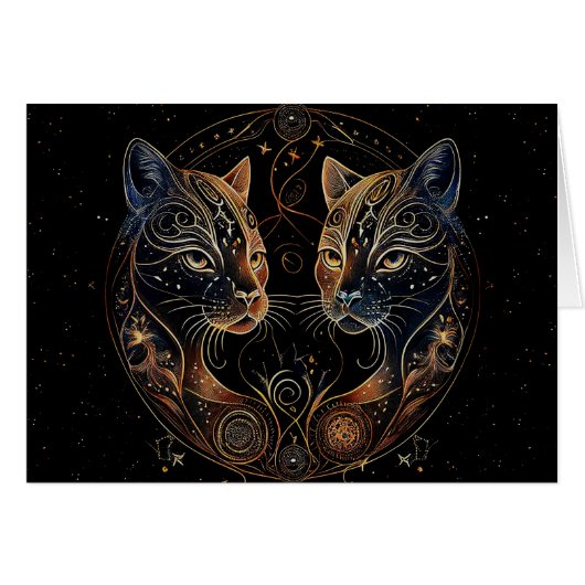 芸術的な猫の輪　双子の猫　中は空白 (正面横)