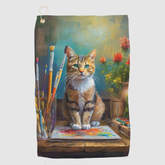 芸術的な猫 ゴルフタオル (正面)