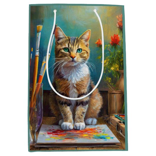 芸術的な猫 ミディアムペーパーバッグ (正面)