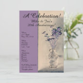 芸術的な紫の花の花瓶の招待状 招待状 (スタンド正面)