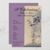 芸術的な紫の花の花瓶の招待状 招待状 (正面/裏面)