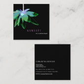 芸術的な緑のはすの花の暗い花の© スクエア名刺 (正面/裏面)