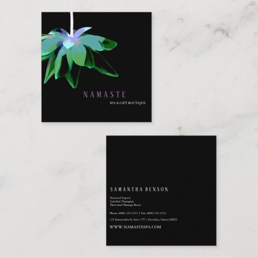 芸術的な緑のはすの花の暗い花の© スクエア名刺 (正面/裏面)