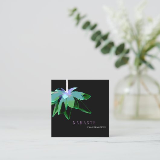 芸術的な緑のはすの花の暗い花の© スクエア名刺 (スタンド正面)