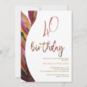 芸術的な羽毛の花模様ウォーターカラーアート 招待状 (正面)