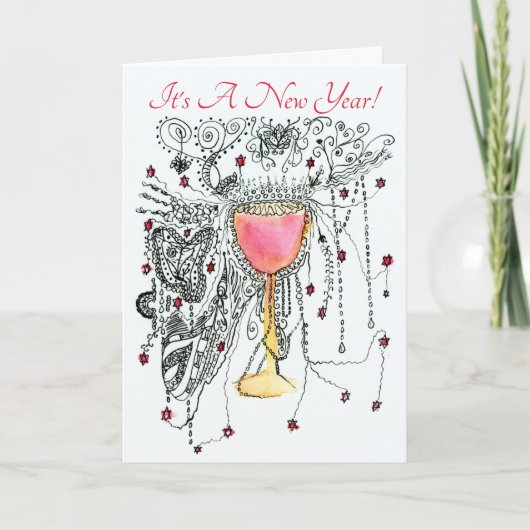 芸術的な花火と新しい年 シーズンカード (正面)